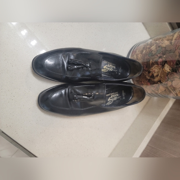 Bally Black Leather Tassel Loafers Size 9 C - Picture 1 of 9